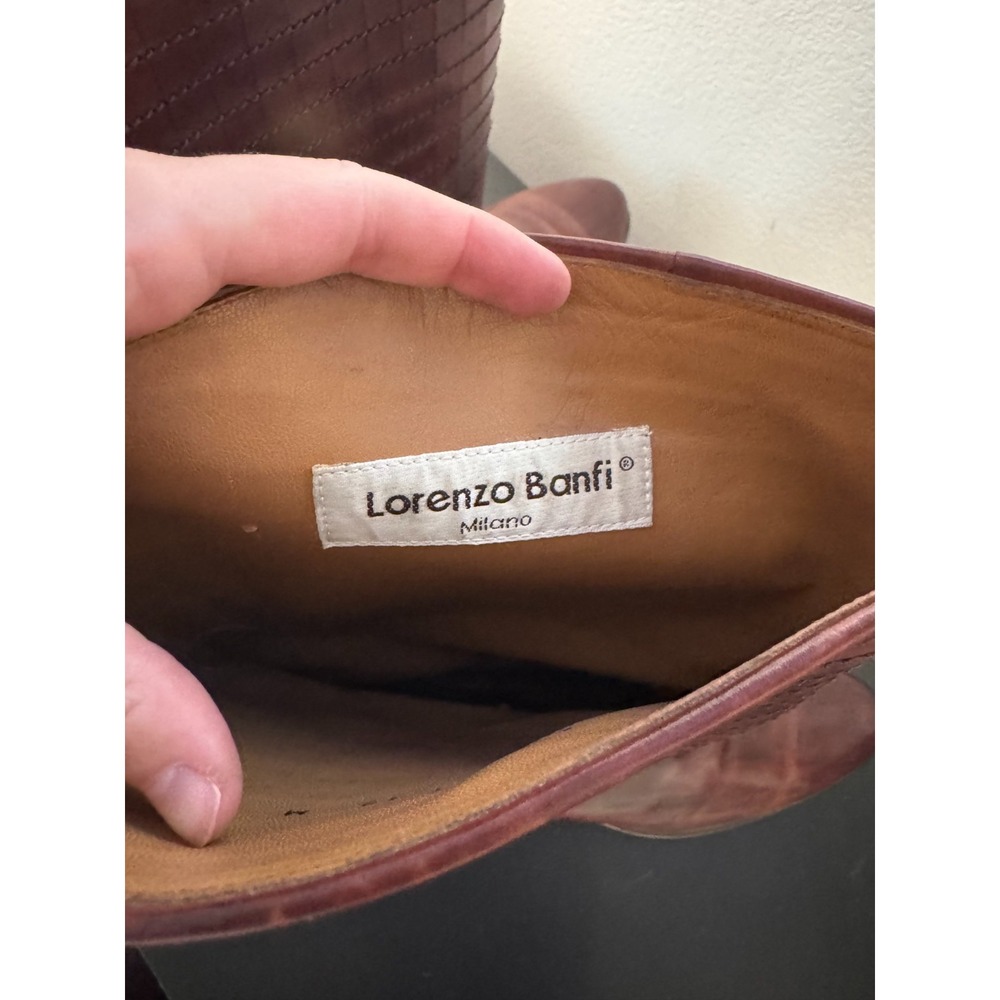 Lorenzo Banfi Men's 12 M Boot Brown Leather Round Toe Mid Calf Cowbody Western - Picture 6 of 10